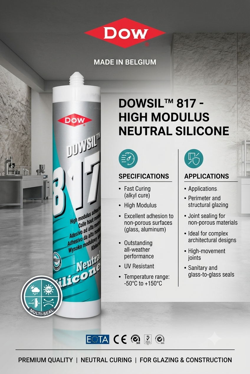DOWSIL™ 817 High Modulus Mirror Adhesive – White (310ml) | Made in Belgium