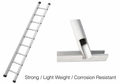 Aluminium single straight ladder with rung connection detail, enhanced from supplied reference photo.