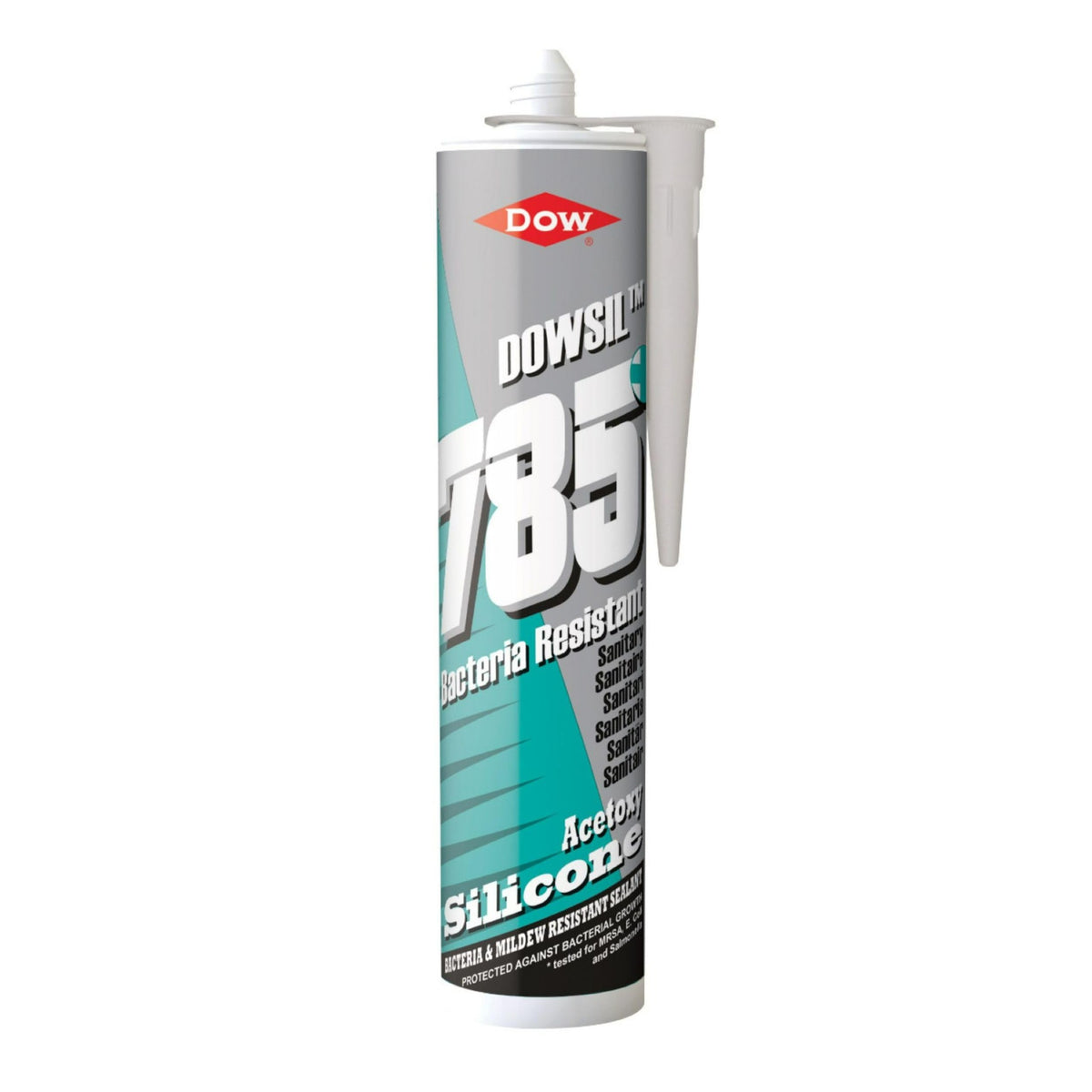 DOWSIL 785 sanitary silicone sealant cartridge with nozzle.