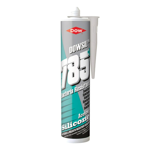 DOWSIL 785 sanitary silicone sealant cartridge with nozzle.